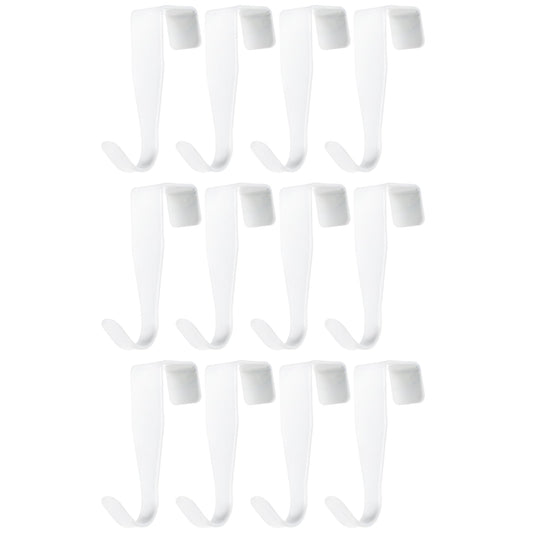 Aysatogc 12 PCS Over The Door Hooks, Window Hooks Stainless Steel Cabinet Drawer Hook Heavy Duty Easy to Install Hook for Small Kitchen Cabinet Narrow Door Back Holder Bathroom(White)