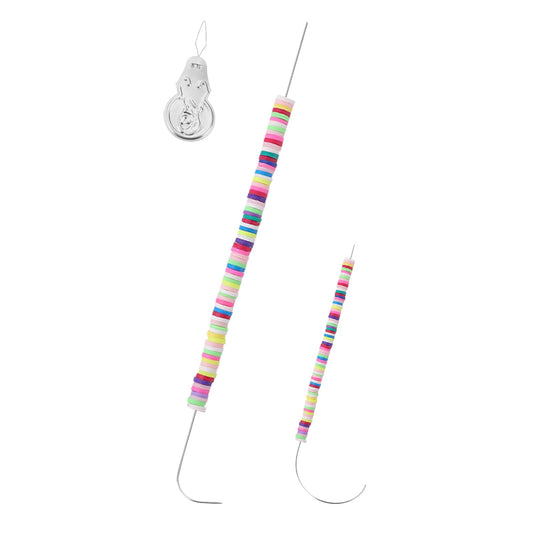 ASTER 3 Pieces Beading Needles with Bead Needle Threader, 4 Inch Curved Big Eye Beading Needles and 7.5 Inch Curved Bead Spinner Needle for DIY Beading Jewelry Making Crafts