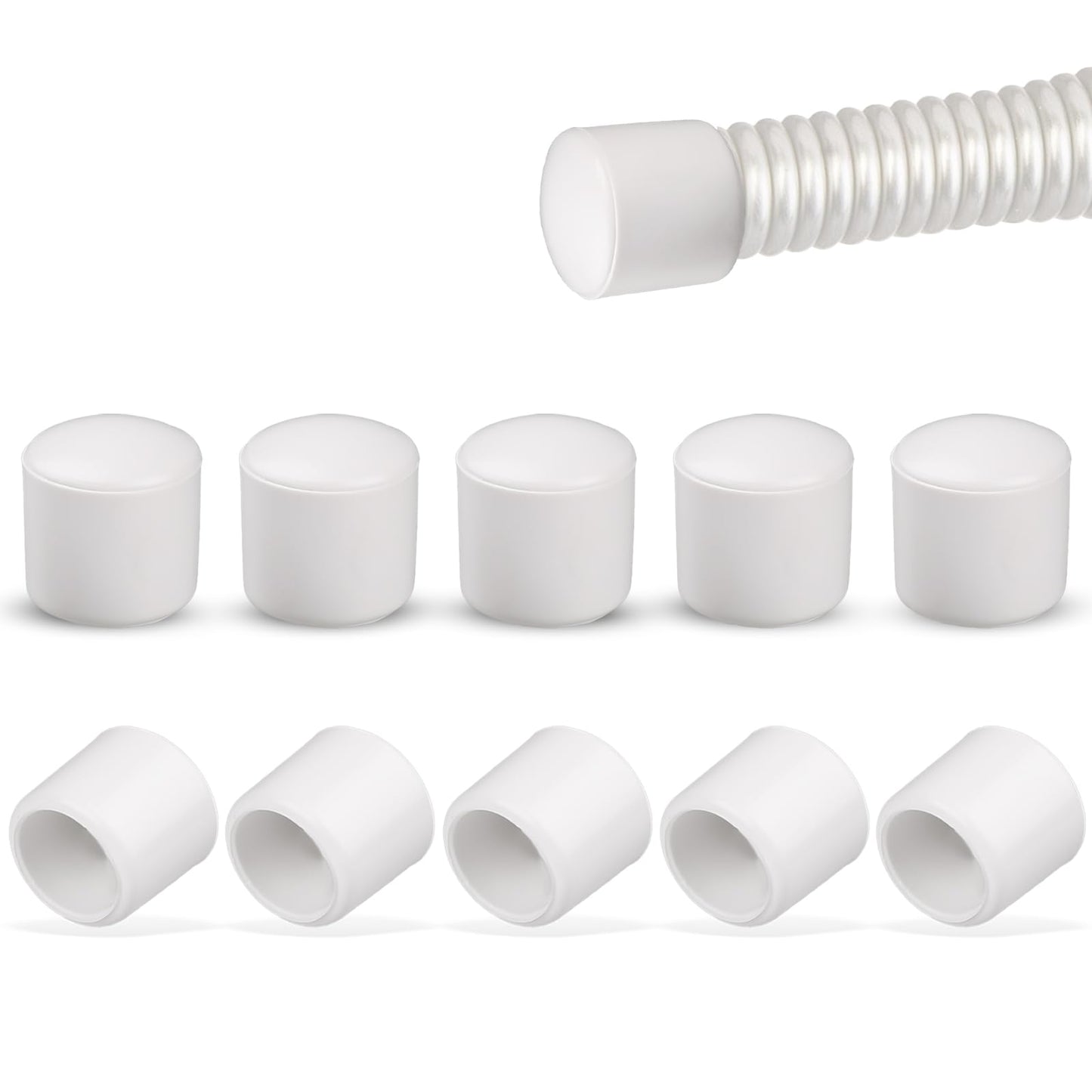 ZEYIYER 10PCS 0.39 Inch Door Stoppers Rubber Tip Replacement, Door Stop Bumper Tips, Spring Door Stop Caps for Door Wall Protection (White)