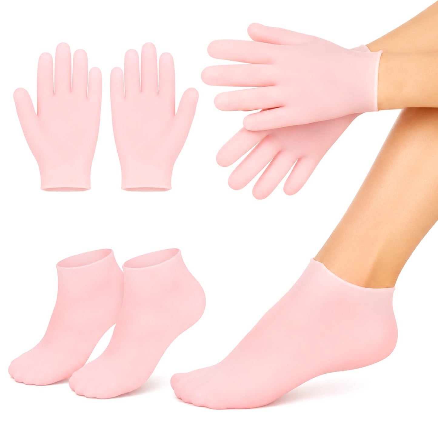 2 Sets Silicone Socks Gloves for Cream Moisturising