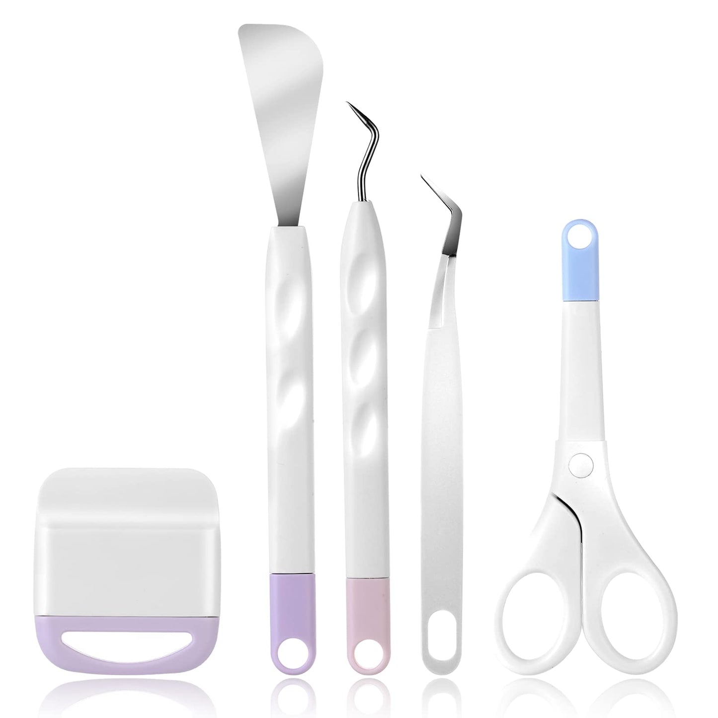 ASTER Vinyl Weeding Tools Set for Craft, 5pcs Cardstock Crafting Basic Tools Kit Weeding Remover Tool Set Including Wire Hook Tweezers Spatula for DIY Embossing Engraving Silhouette Scrapbooking