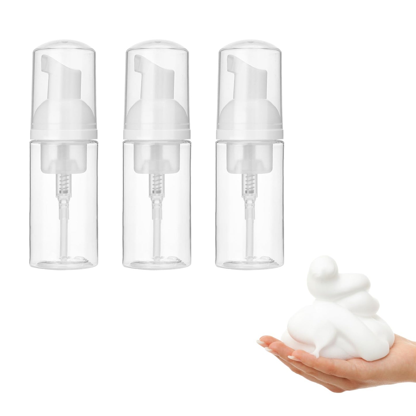 ZEYIYER 3PCS 30 Ml Foam Dispenser Bottle, Plastic Empty Foaming Bottle, Lash Shampoo Bottles Travel Size Foam Pump Bottles Foaming Soap Dispenser for Cleaners Soap Creating Foam(Clear)