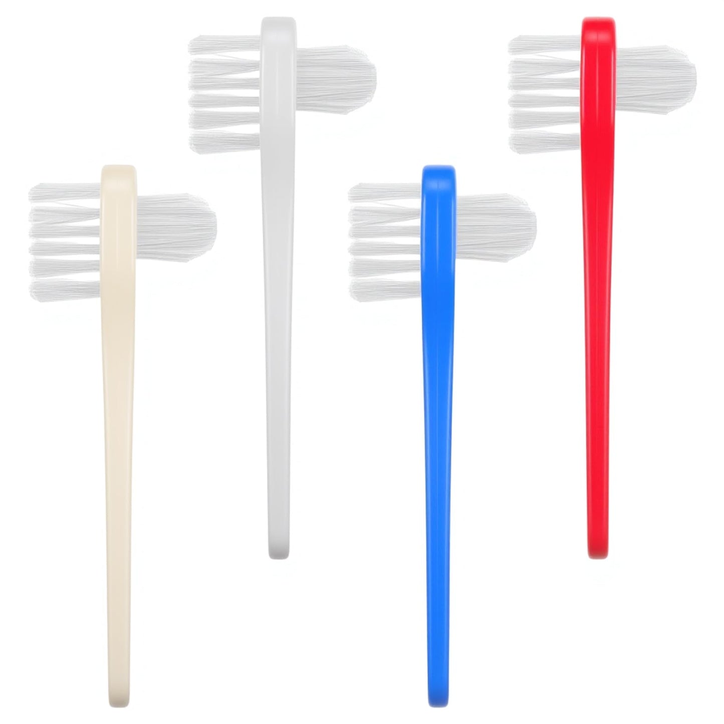 4 Pieces Double Sided Toothbrushes, Hard Portable Toothbrush, Prosthetic Cleaning Brushes, Effective Denture Cleaning, Dentures, Retainers, Concealers, Rails