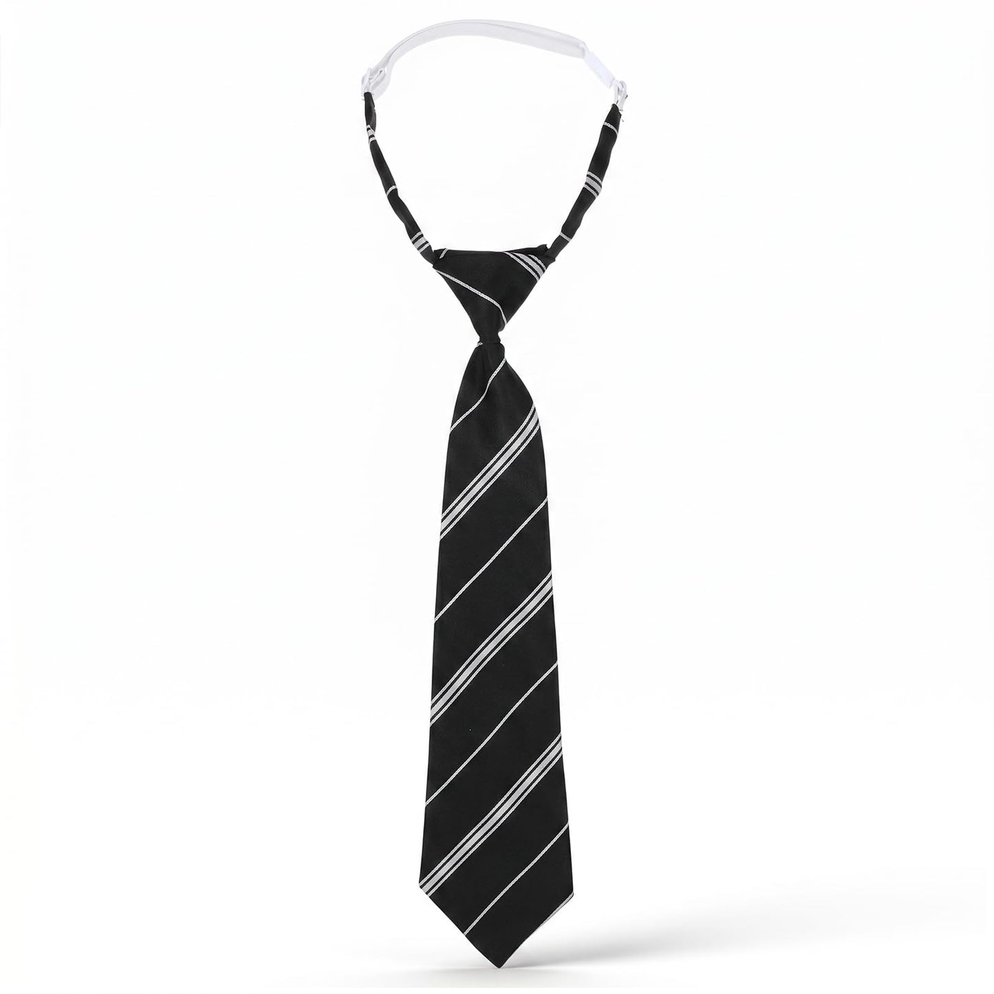 Grevosea Tie Kids Elastic Boys Tie Satin Pre-Tied Kids Tie Formal Tie for Boys 5-12 Years Kids Wedding Graduation Party Black