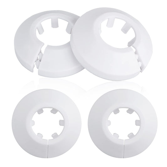 ASTER 4 Pieces Plastic Radiator Pipe Covers Radiator Pipe Collars 0.7 inch / 18 mm Diameter Pipe Cover Escutcheon Collar for Wall Pipe Tube Decoration, White
