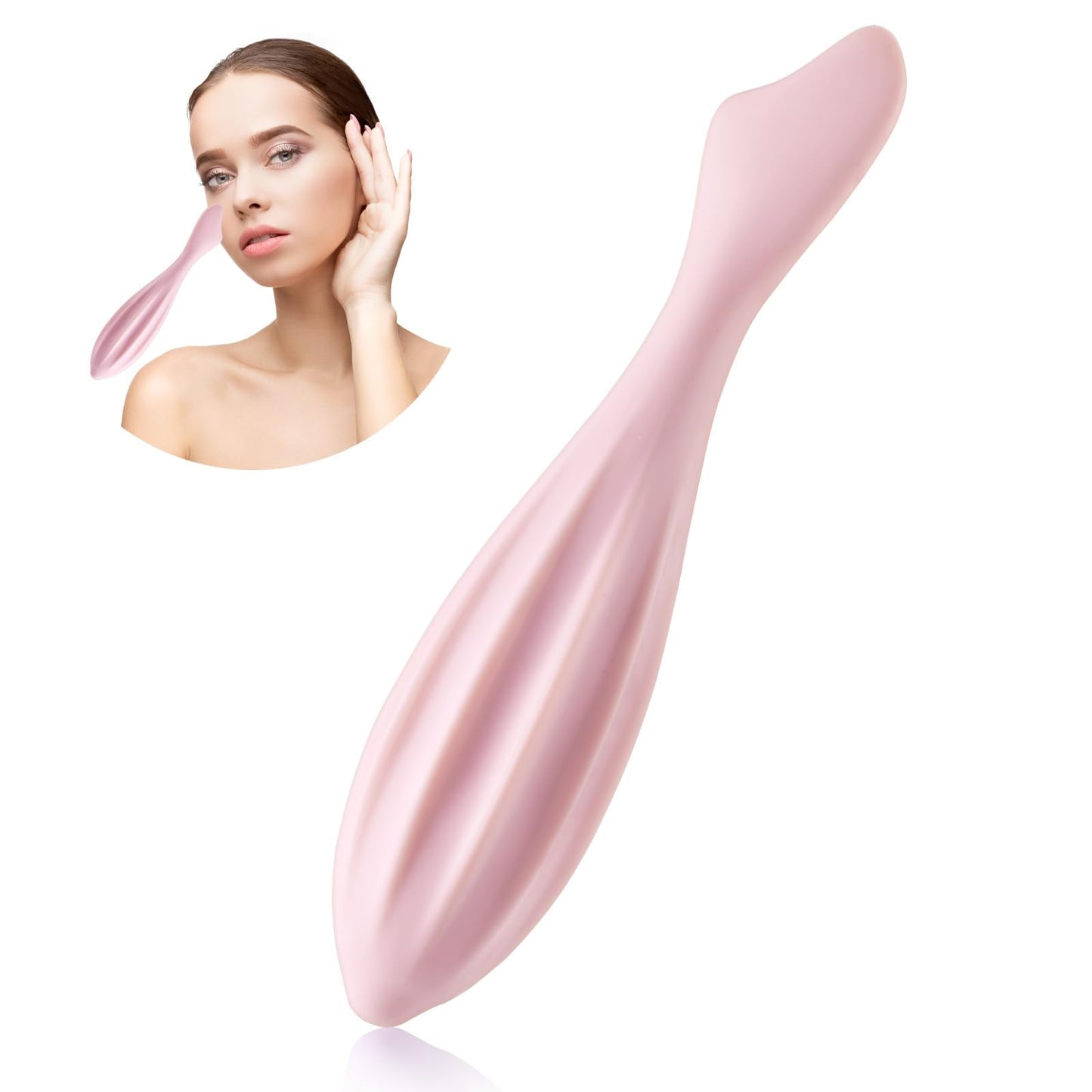 LLOUSSAK Pink Silicone Face Massage Roller, Face Roller, Face Massager, Practical Face Massage Roller, Scrape Massager for Face Massage, Skin Tightening, Soothing Muscles