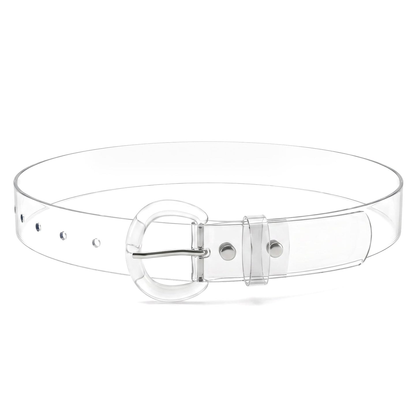 PEOVLVN Clear Belt for Women, Transparent Adjustable PVC Plastic Belt