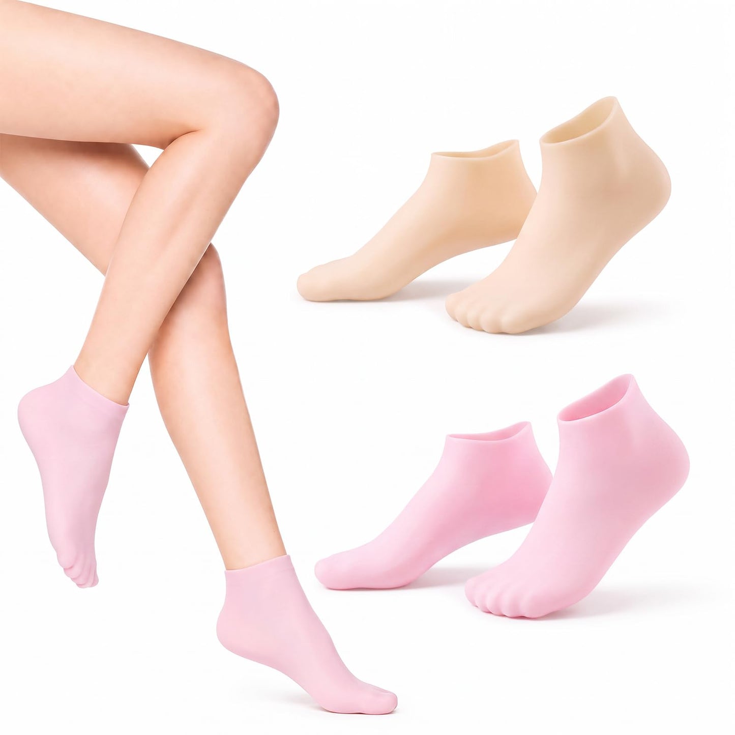2 Pairs of Silicone Socks for Pedicure Silicone Socks Women's Large