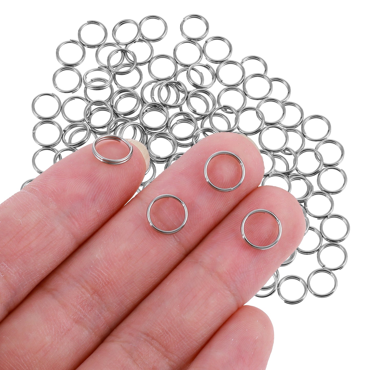 100 Pack 8mm Split Key Rings 0.31 Inches Mini Jump Rings Stainless Steel Small Split Ring for Jewelry Making with Double Loops Fit Necklaces Bracelets Earrings Crafts Ornaments DIY Arts (Silver)