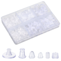 Aysatogc 600Pcs Silicone Earring Backs, 6 Styles Clear Earring Backs Replacement Stoppers Earrings Back Clutch Stoppers Replacement Kits for Stud Post Stopper Back for Droopy Ears