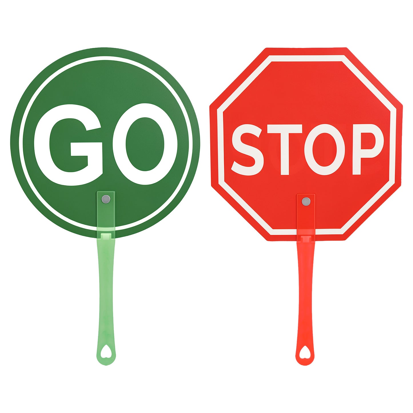 Stop Sign with Handle, Double-Sided Stop and Go Sign, Street Slow Warning Reflective Signs, Red & Green Light Signs for Kids