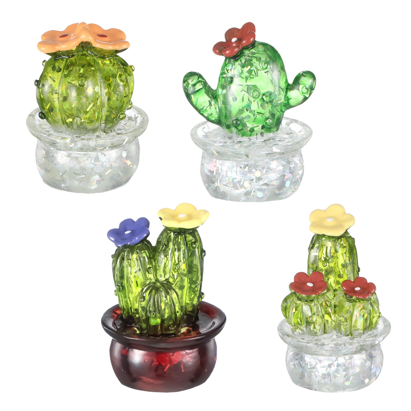 Axafazup Cute Crystal Cactus And Daisy Flower Car Dashboard Decorations, Resin Mini Cactus Rear View Mirror Screen Ornament Accessories for Car Home Garden Decor