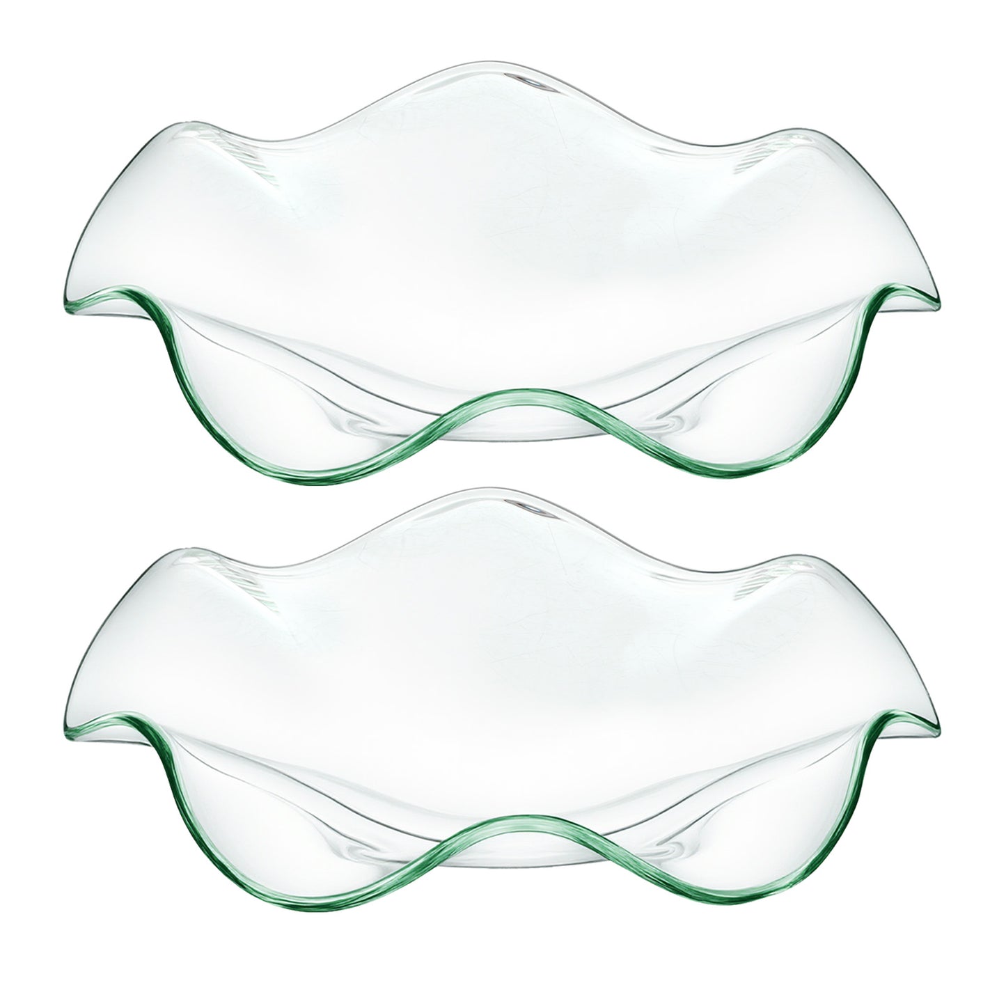 2Pcs Glass Wax Warmer Replacement Dishes, Candle Warmer Plate, 4.5" Ruffled Edge Transparent Bowls for Electric Oil & Wax Melt Lamps, Candle Heating Bowl for Aroma Therapy Lamp Electric Lamps Oil and