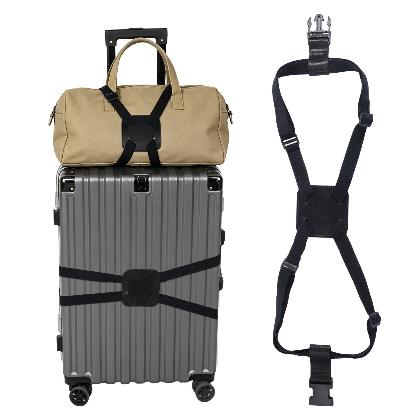 Luggage Bungee Strap, Elastic Luggage Strap for Carry on Bag, Adjustable Travel Straps for Suitcases (Black)