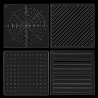 4Pcs Acrylic Sashiko Stencil, 4.69x4.69 Inch Quilt Stitch Mold, Dots, Lines, Arcs, Slashes Acrylic Embroidery Template Tool for Sewing Hand Quilting and Embroidery