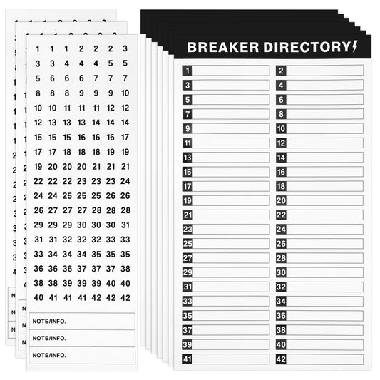 10 Sheets Circuit Breaker Labels, 7sheets Breaker Catalog Stickers 3 Sheets Number Stickers Self-Adhesive Electrical Panel Labels (Black White)