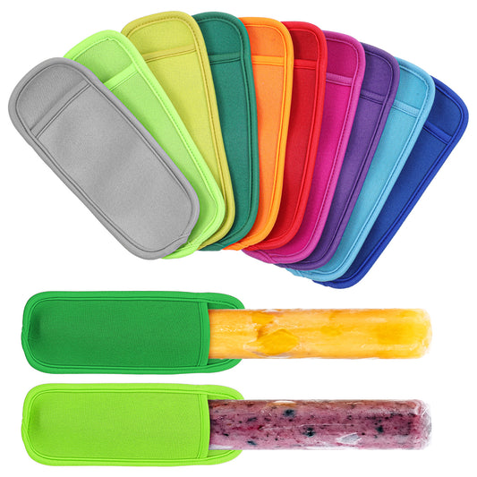 10 Pack Reusable Popsicle Holders, Ice Pop Sleeves for Frozen Treats, Freeze Pops Ice Sleeves Holder Bag Anti-Freezing No Drip Washable Covers for Kids Adults Party, Assorted Colors