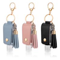 ZEYIYER 3 PCS Hand Sanitizer Holder Keychain, 30 ml Mini Hand Sanitizer Case, Empty Hand Sanitizer Bottles for Travel Lotion Liquid Soap Shampoo (Blue Pink Black)