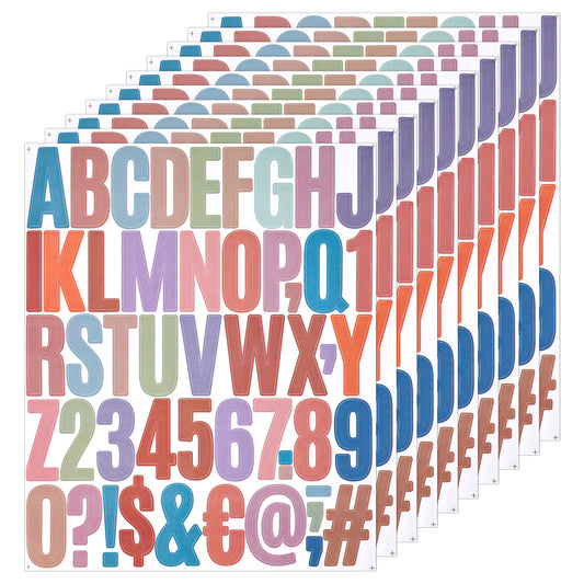 10 Sheets 500 Pcs Vinyl Letter Stickers,Boat Numbers and Letters,Mailbox Letters and Numbers for Outside Sticky Letter Self for Address Craft Scrapbooking Bulletin Board Decor Multicolor (2 inch)