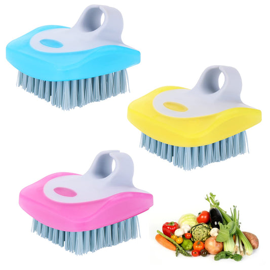 ASTER 3 Pieces Fruit Vegetable Brush, Vegetable Scrubbers Potatoes Washing Brush Veggie Brush for Potatoes, Carrots, Fruits and Produce Kitchen Gadgets