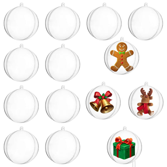 10 Pcs Clear Plastic Fillable Ornament Ball, Fillable Christmas Tree Ornament Balls 3.15''/80mm Acrylic Decorations for Christmas Holiday Wedding Party Home Decor DIY Crafts
