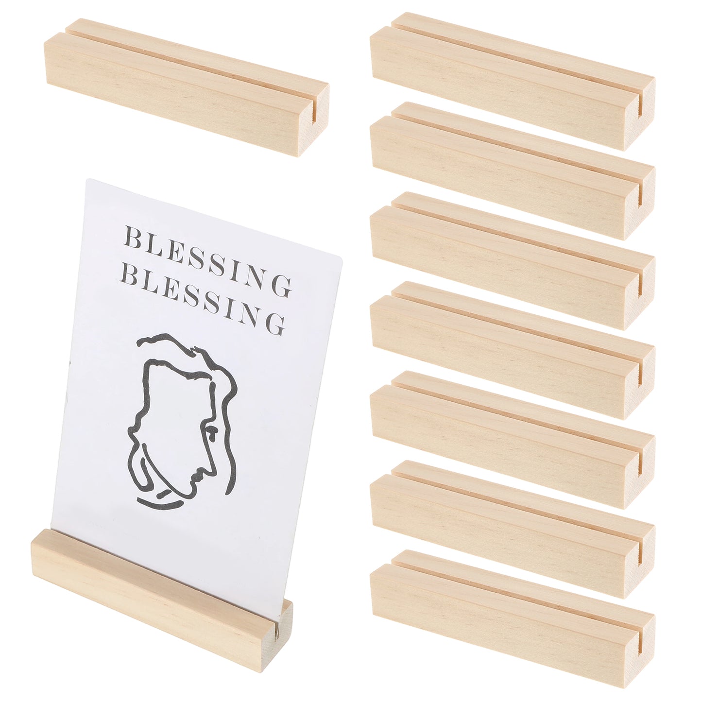 Ajcotahm 8 Pcs Wood Place Card Holders, Wooden Table Number Stands Picture & Name Card Holder for Display Wood Sign Holders for Table Wedding Ceremony Party Home Office Decoration