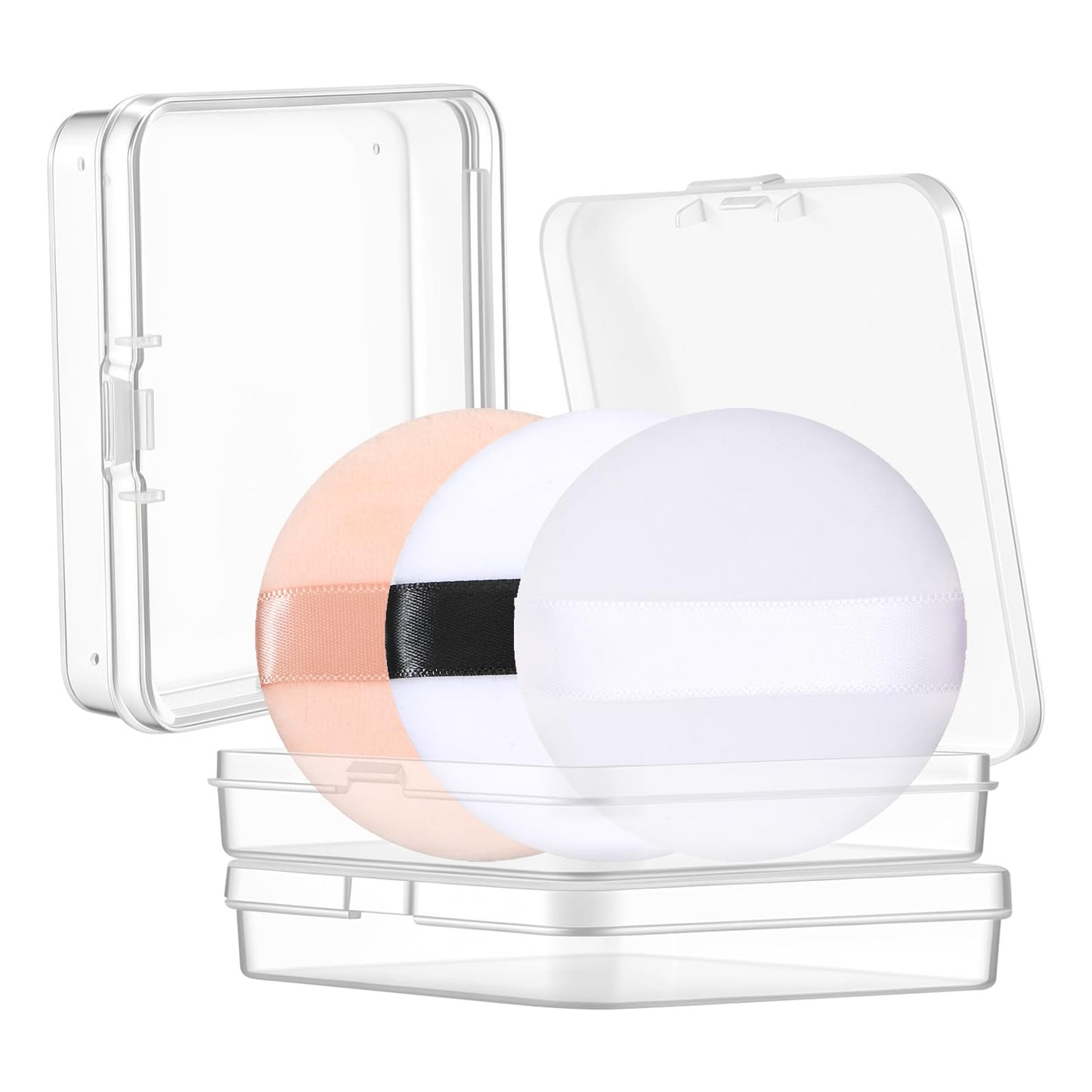 3 PCS Makeup Puff and Container, 2.36in Makeup Powder Puffs for Face Powder