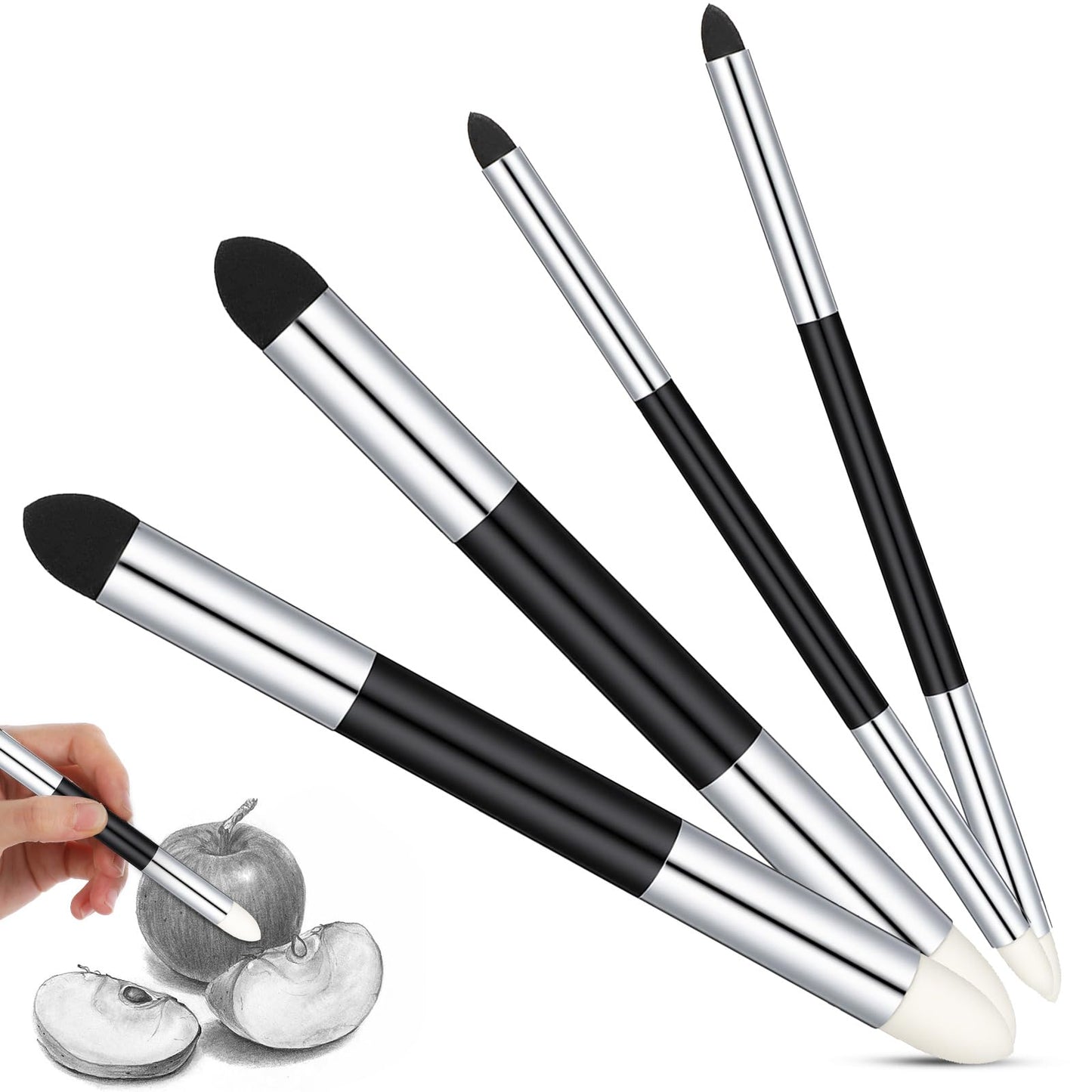 Set of 4 Artists Mixing Sponge Pen, Sponge Eraser Pen Set, Sketch Paper Wiper, Double-Ended Painter, Special Pastel, Drawing Accessories for Artists, Professional Sketch, Drawing, Mixing