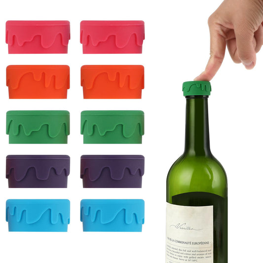 10 PCS Silicone Wine Stoppers, Reusable Wine Bottle Stopper, Champagne Bottle Stopper Beer Bottle Cap, Wine Sealer Covers Beverage Corks to Keep Wine Fresh