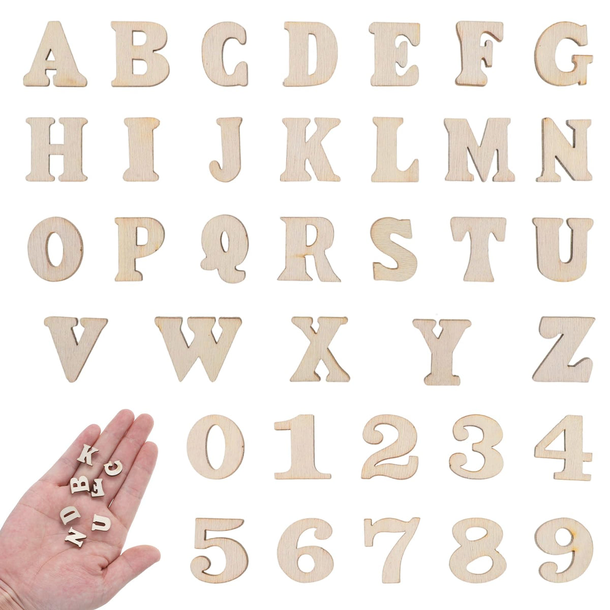 204 PCS Small Wooden Letters, 0.6 Inch Small Wood Numbers for Crafts