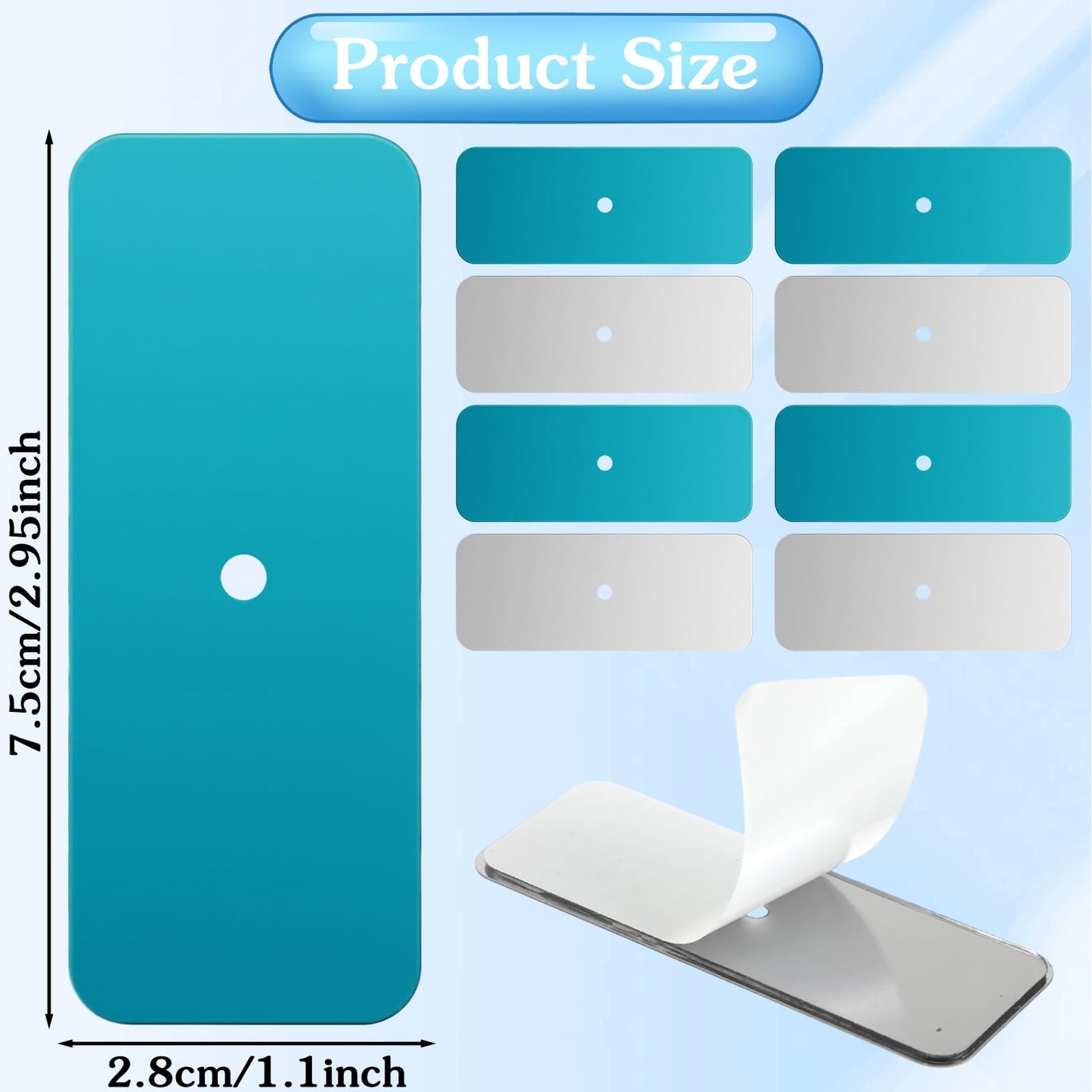 Yuanan 8Pcs Metal Adhesive Strips for Magnetic Under Cabinet Lights, Replacement Metal Adhesive Backing Plate for Under Counter Lights(Blue)