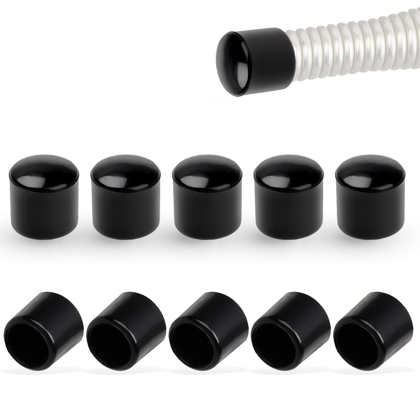 ZEYIYER 10PCS 0.39 Inch Door Stop Bumper Tips, Spring Door Stop Caps, Door Stoppers Rubber Tip Replacement, Spare Door Stop Bumper Tips for Door Wall Floor Protection(Black)