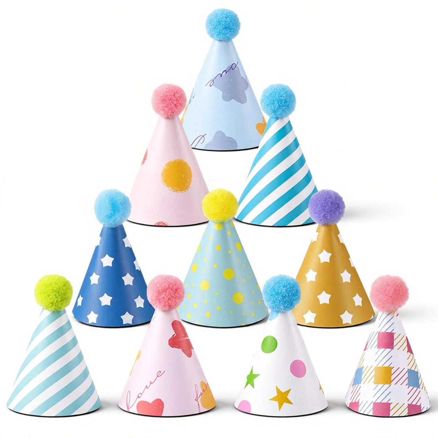 Apausvcm Pack of 10 Party Hats Mini Party Hats for Cuddly Toys Colourful Party Hats