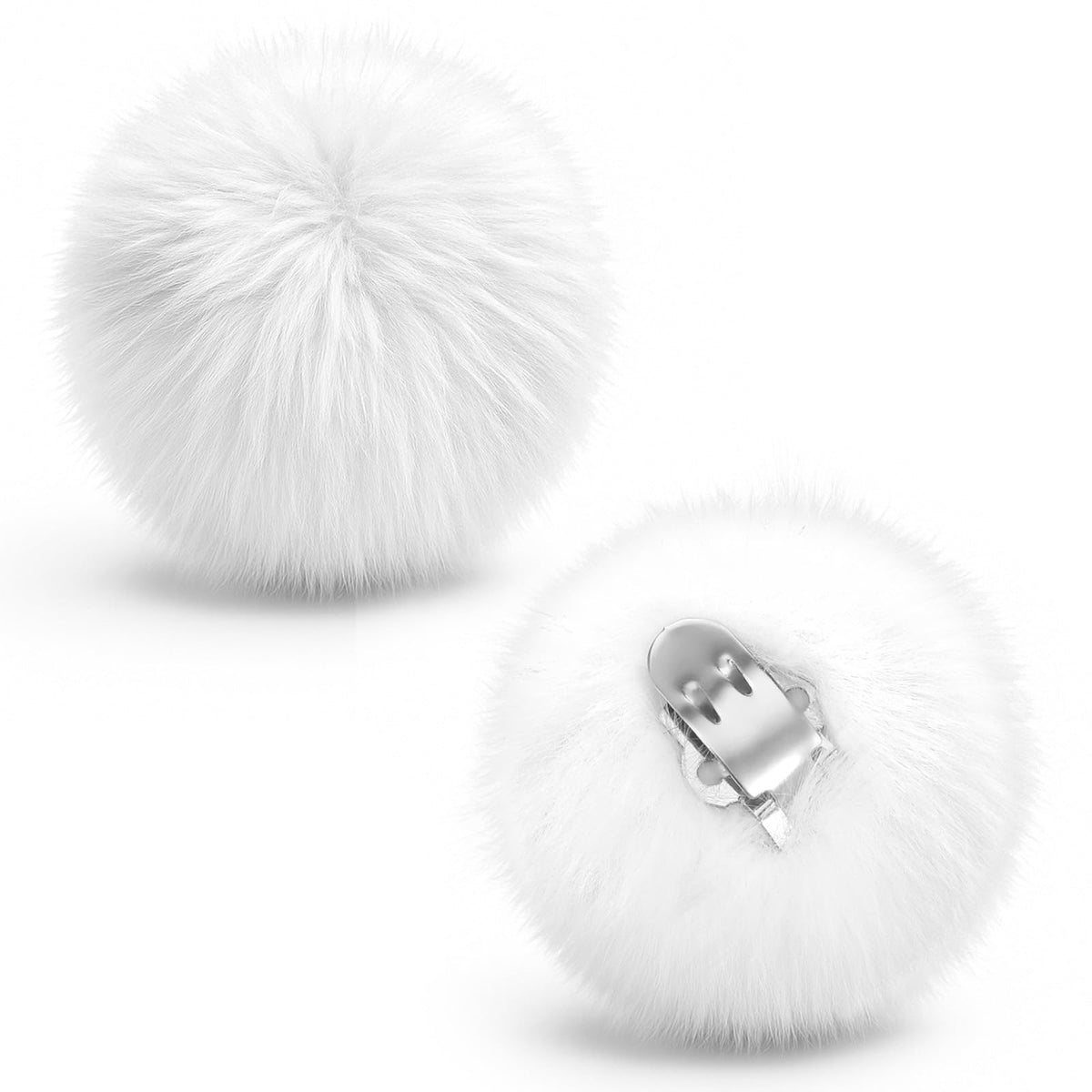 Pack of 2 Pom Pom Shoe Clips Removable Artificial Shoe Clip White