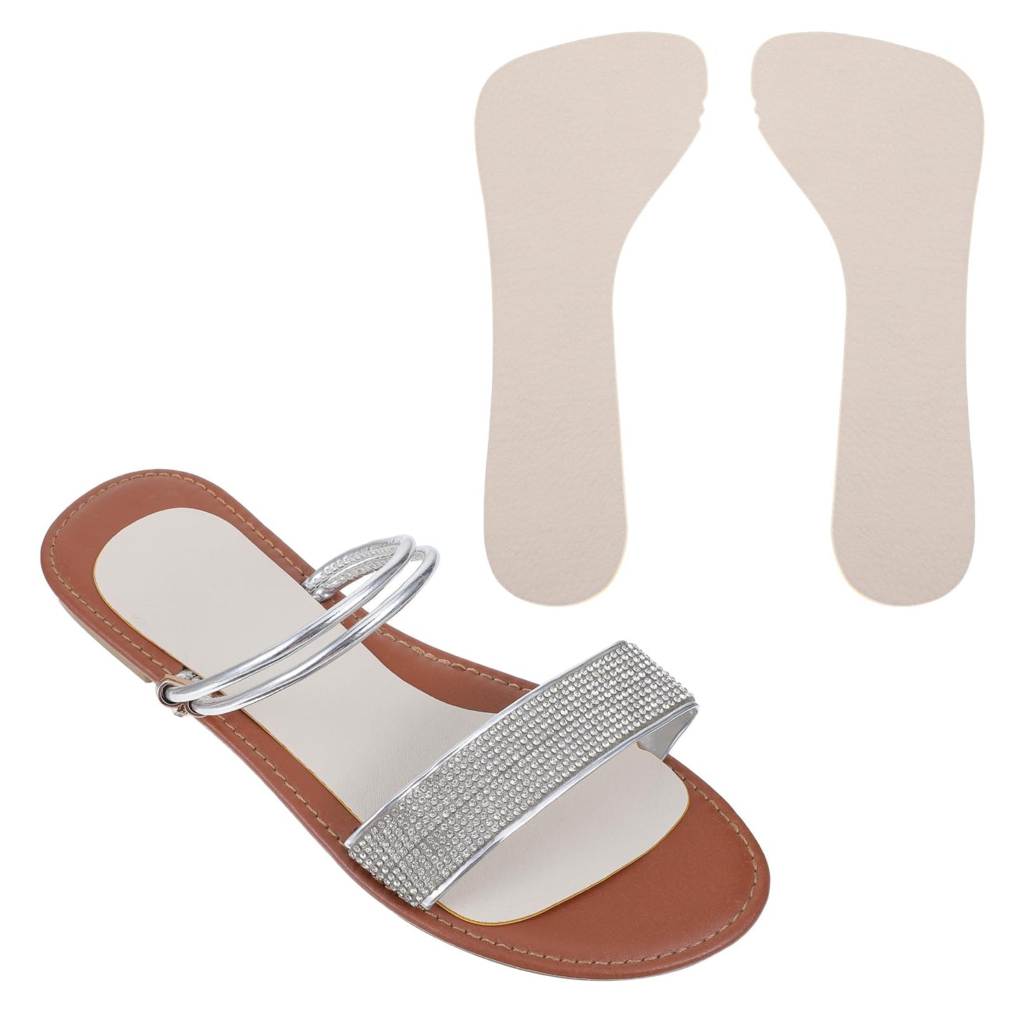 1 Pair of Non-Slip Insoles Women, Self-Adhesive Insoles for High Heels, Comfort Shoe Insoles, Soft Insoles for Sandals (Beige Sevens: 37-38)