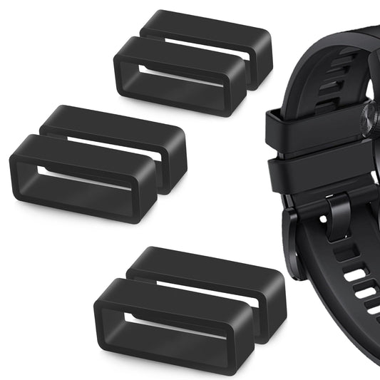 LLOUSSAK 6Pcs Watch Band Keepers, Black Watch Straps Replacement Loops, 18mm/20mm/22mm Silicone Watch Band Keeper Retainer Fastener Rings for Smart Sport Watches Parts