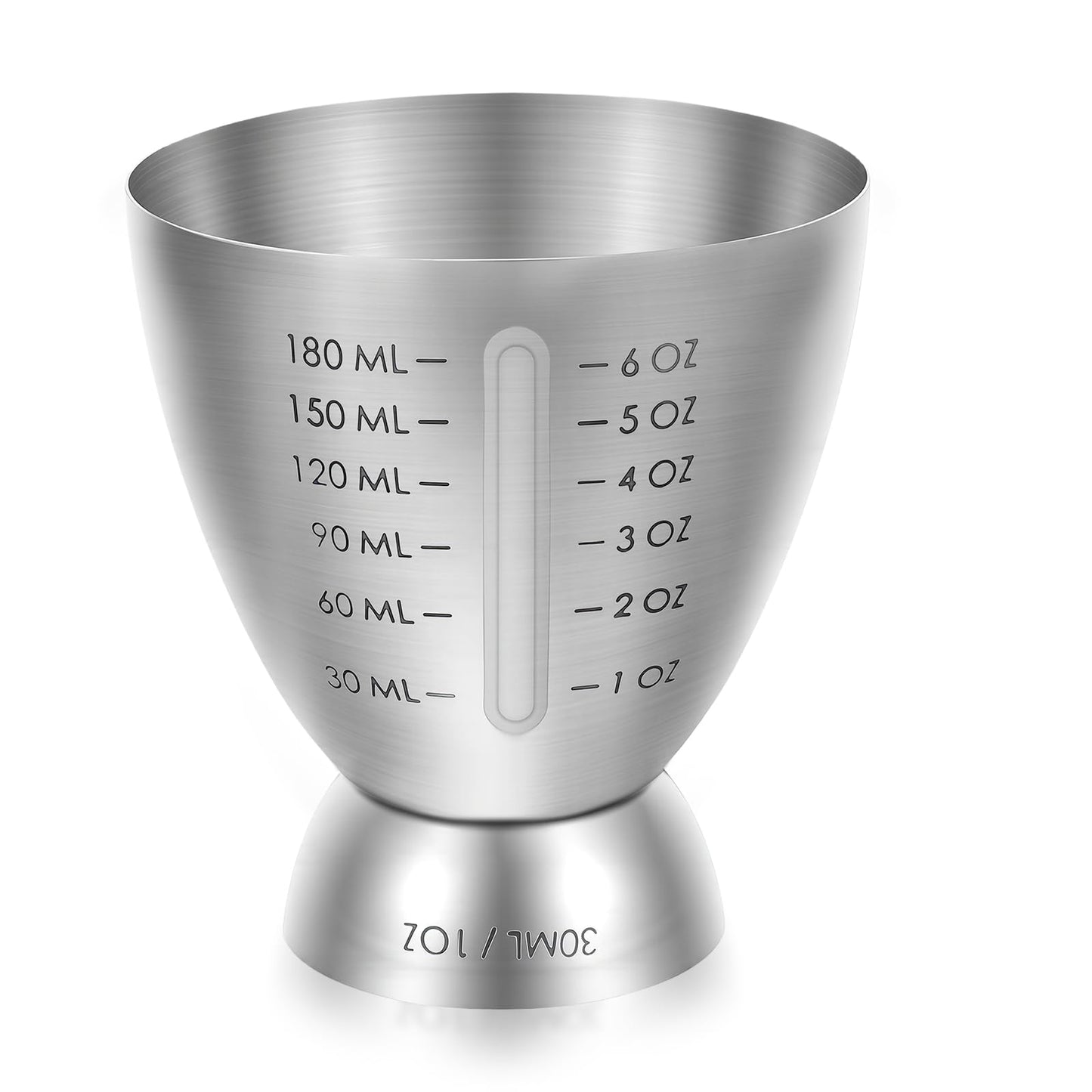 ML/OZ Dual Scale Cocktail Measuring Cup, Stainless Steel Jigger with Measurements Inside, 30ml–180ml (1–6 oz) Heavy Duty Bar Tool for Bartending