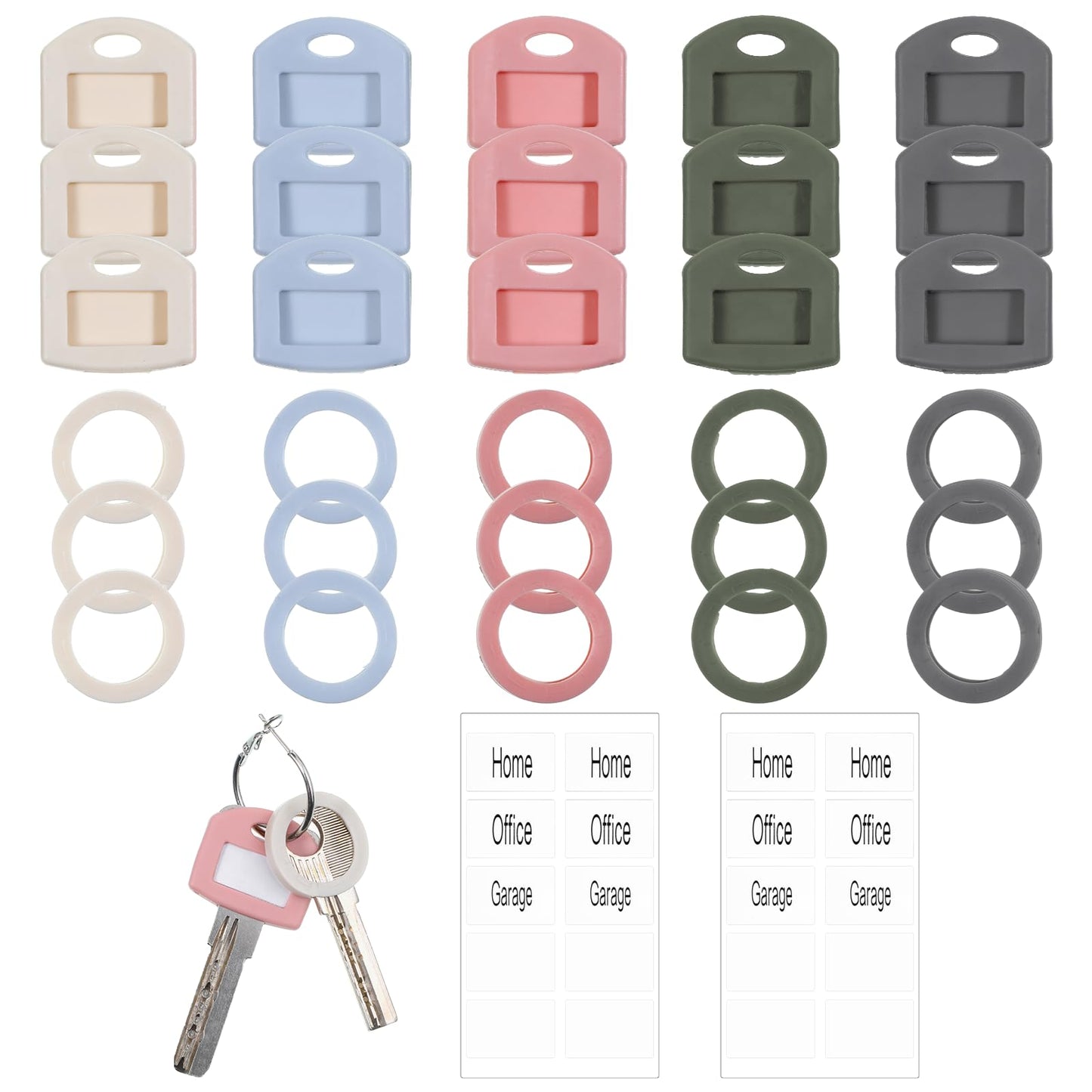30 PCS Silicone Key Covers Caps, Key Identifier Caps with Label Stickers