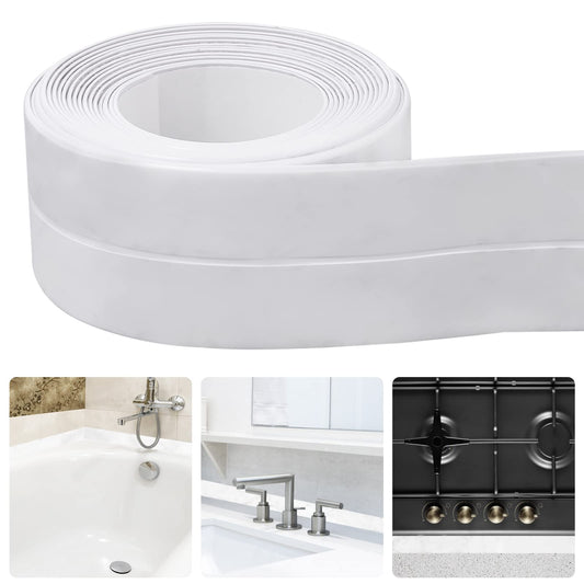 ASTER White Caulk Tape for Bath & Kitchen, 1.5" x 10.5Ft Self Adhesive Caulking Sealing Tape Waterproof Bathtub Tape Caulk Strip, Caulking Tape for Kitchen Countertop,Sink,Bathroom,Toilet,Bathtub