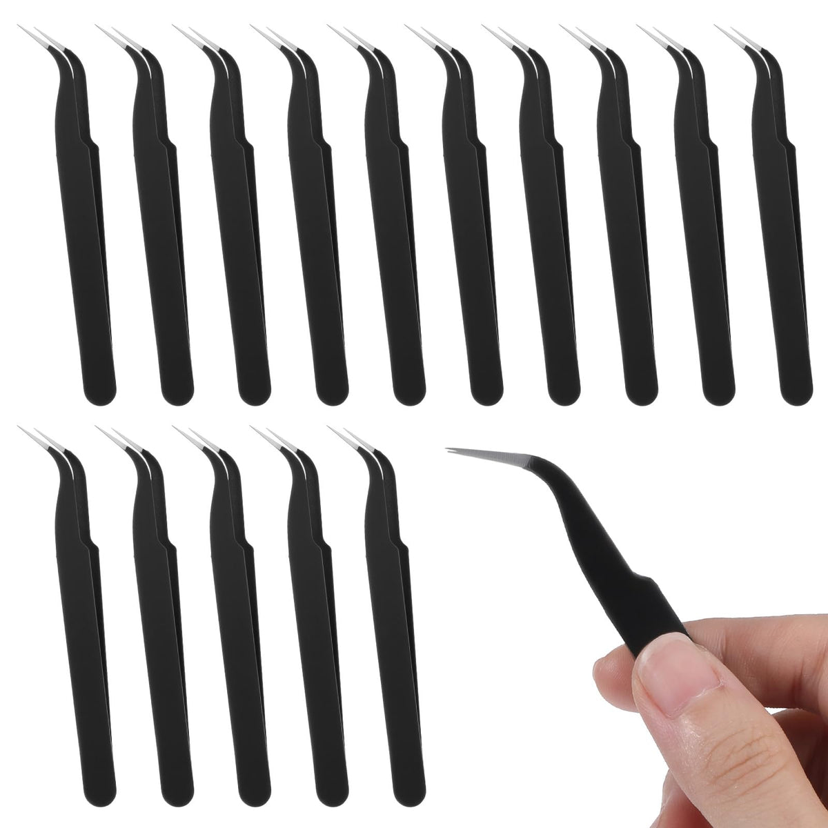 10 Pcs Stainless Steel Craft Tweezers, Curved Tweezers for Crafting