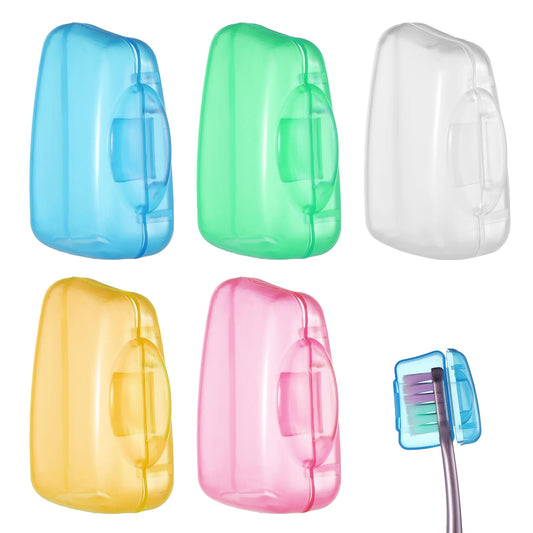 Toothbrush Protective Cover, Pack of 5 Toothbrush Covers, Portable Travel Toothbrush Covers, 3D Brush Heads, Toothbrush Protective Cap, Toothbrush Head Protection for Home, Office, Hotel and Outdoor
