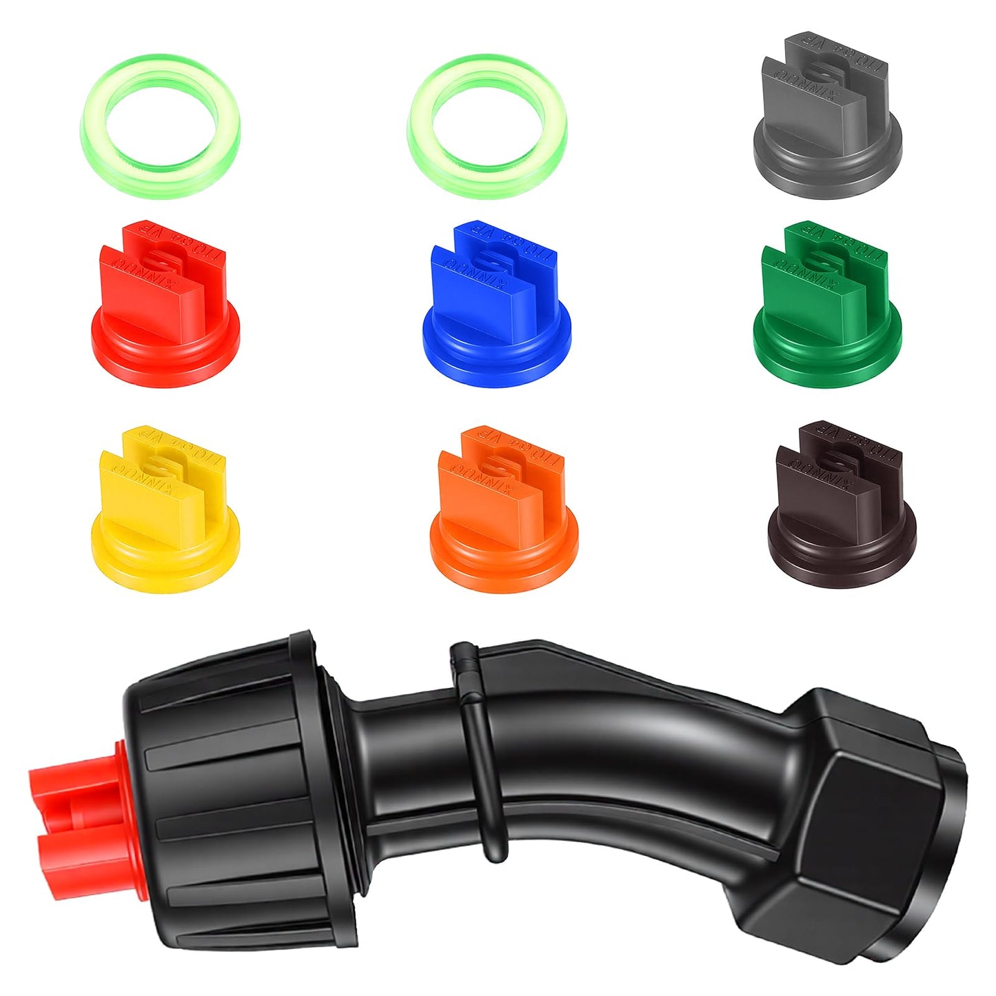 8Pcs Flat Fan Spray Nozzle Set, 0.1-0.6mm Sprayer Nozzle Tips, 110° Degree Flat Fan Shaped Plastic Nozzles, for Garden, Agricultural, Backpack, and Pump Sprayers, Check Thread Size