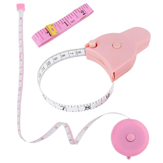 Aster 3 Pieces Body Tape Measure, Measuring Tape for Body Measurements Self-Tightening Tape Measure Body Measurement Tape for Track Weight Loss Muscle Gain, Pink