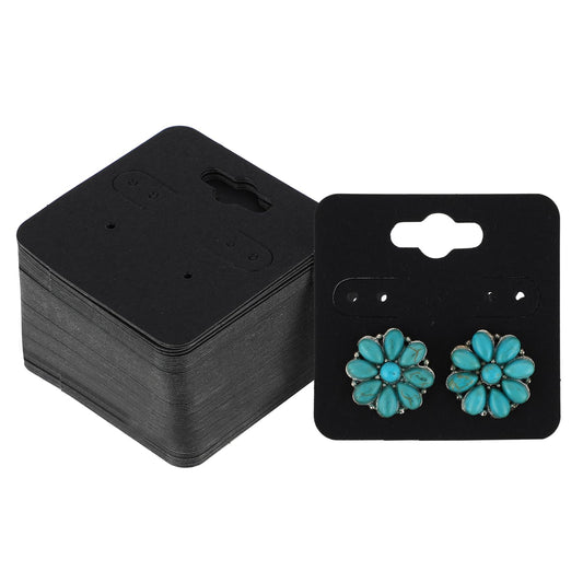 100 Pack Earring Cards Kraft Earring Display Cards Blank Earring Holder Cards with 6 Holes Cardboard Jewelry Packaging Cards Jewelry Display Cards for Selling Hanging Earring, Black