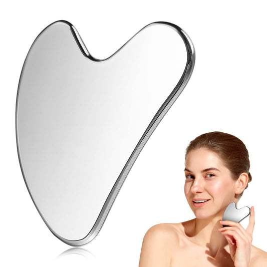 Thinp Stainless Steel Gua Sha, Gua Sha Facial Tools Metal Gua Sha Face Massage Tools Guasha Massage Scraper Beauty Tool for Body Face Neck and Eye Gifts for Woman