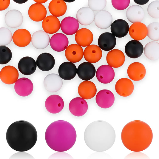 ASTER 80 Pieces Silicone Beads 12 mm Round Silicone Beads Rubber Beads for DIY Halloween Crafts Necklace Bracelet