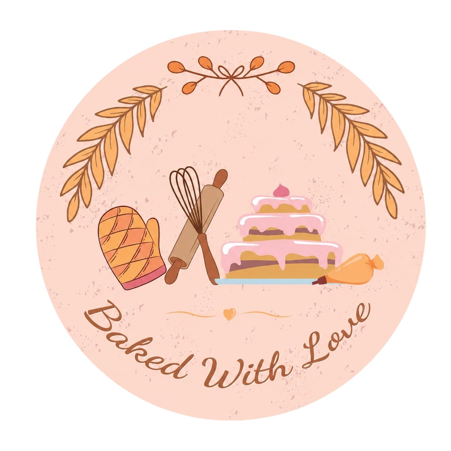 150 PCS Baked with Love Stickers, Self Adhesive Baking Stickers