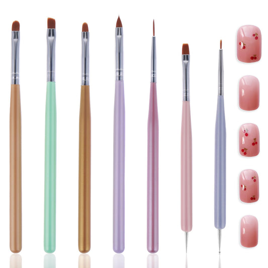 Aster 7 Pcs Nail Brushes Gel Nail Brush Nail Art Brushes Set Nail Dotting Pens for Home Use and Professional Nail Salon Baking Sheet