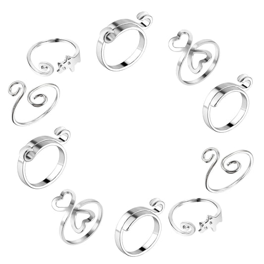 10 Pack Crochet Ring for Finger, Yarn Tension Ring Crochet Tension Rings Crocheting Ring Adjustable Knitting Crochet Loops Yarn Rings for Crochet Projects Mother Grandma Gifts