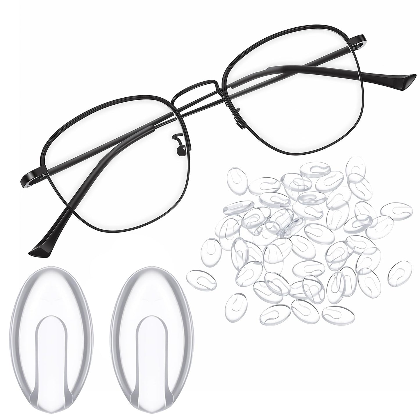 25 Pairs Push-In Nose Pads for Glasses, Silicone Nose Pads for Eyeglasses